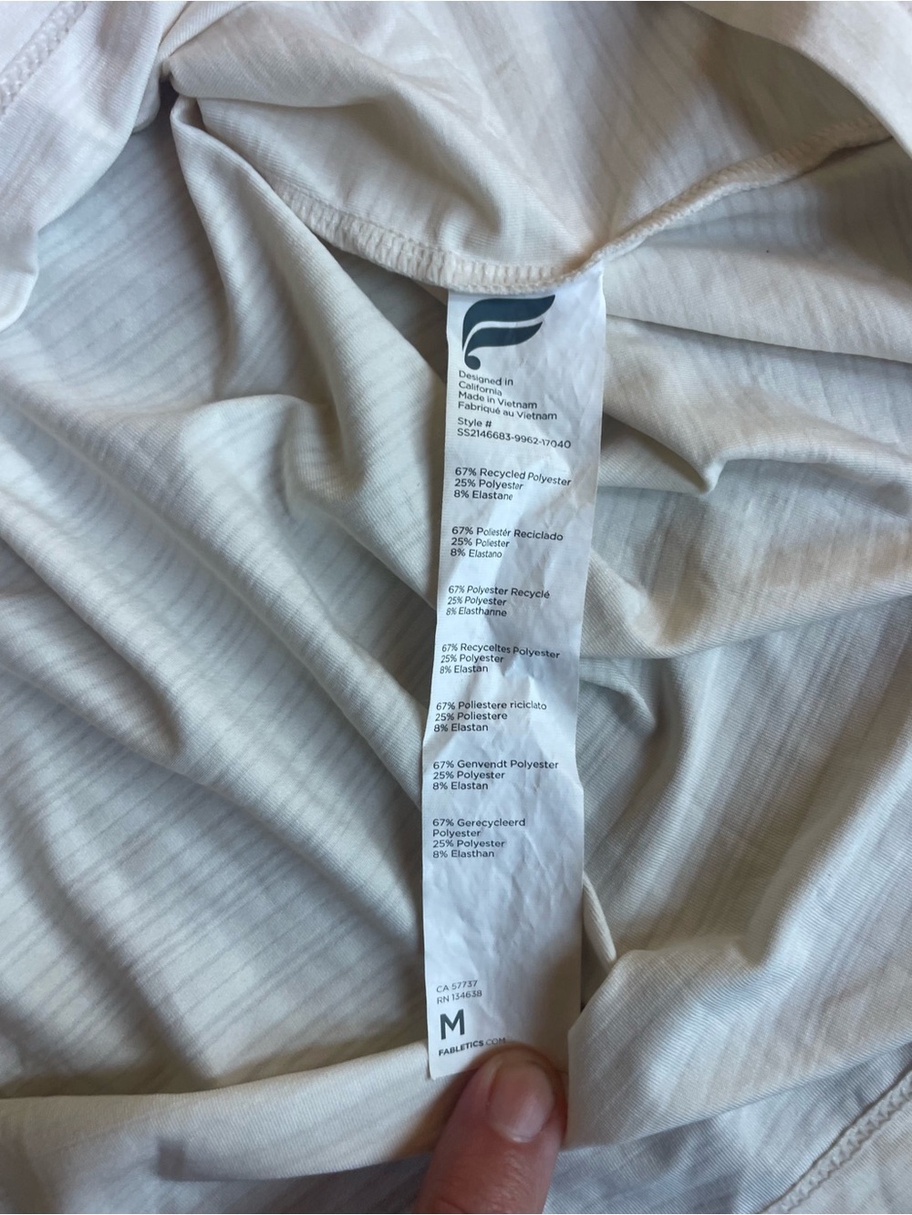 Fabletics Cream Sleeveless Crewneck Tank, Size Medium, Excellent Condition Soft - Picture 8 of 9